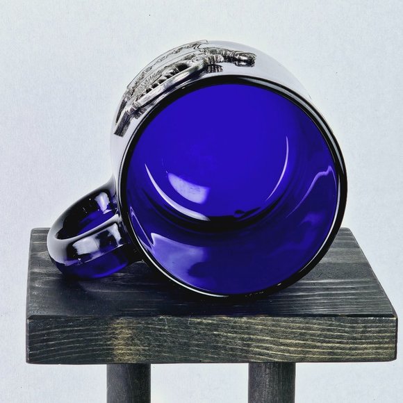 Vintage Cobalt Blue Pewter Flower Watering Pot Coffee Tea Hot Drink Mug, 10 Oz. - Picture 8 of 10